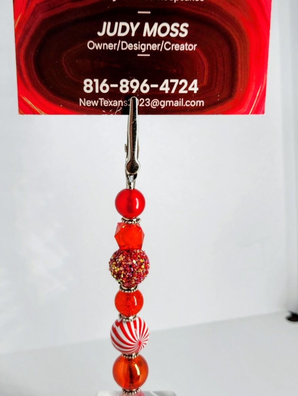 Red Beaded Dangle Holder